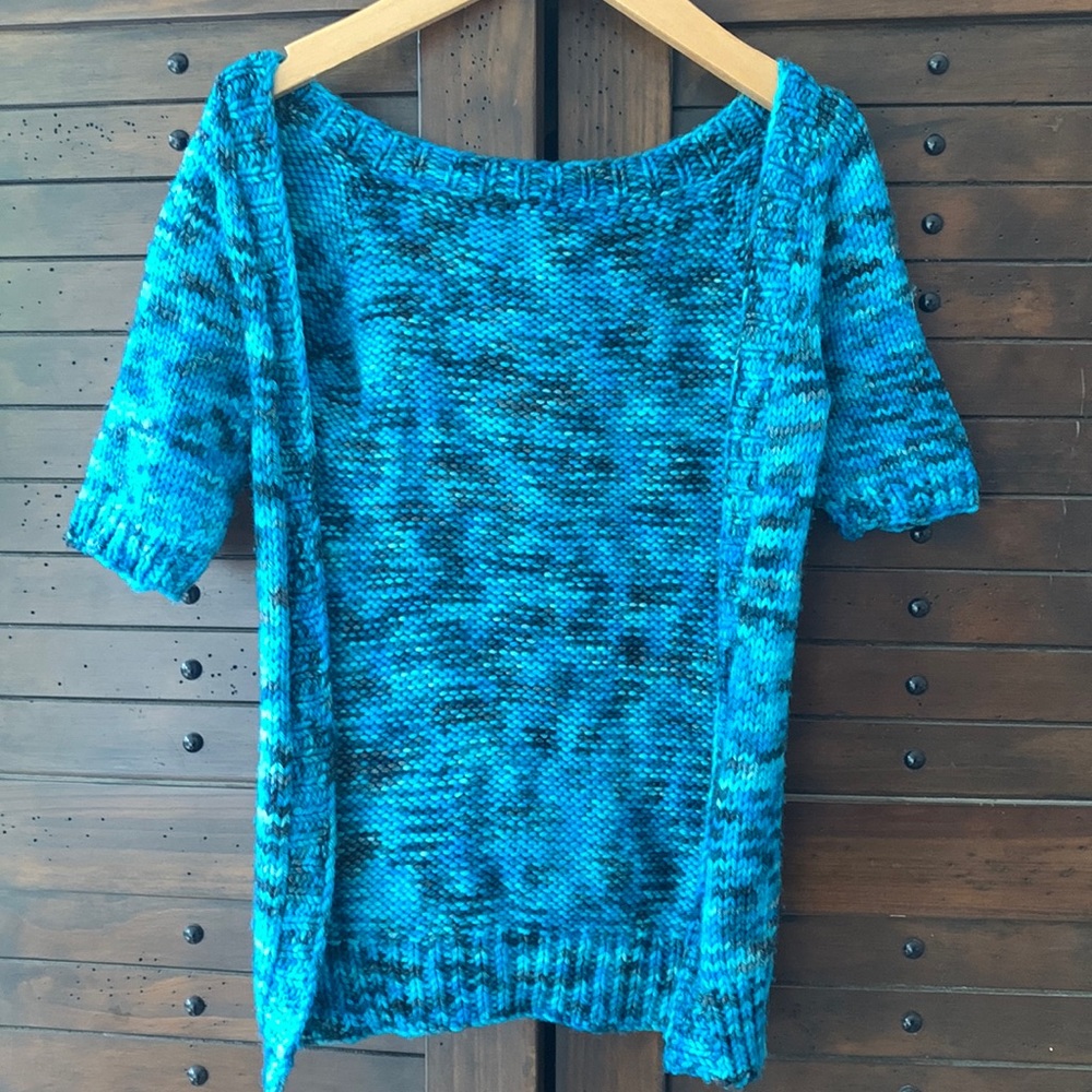 Boho hand knitted wool open faced cardigan